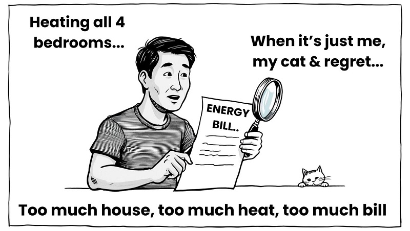 Why not downsizing early can increase bills in a large house heating all the rooms