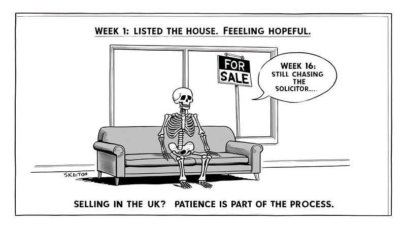 A homeowner waiting for his house to sell turning into a skeleton